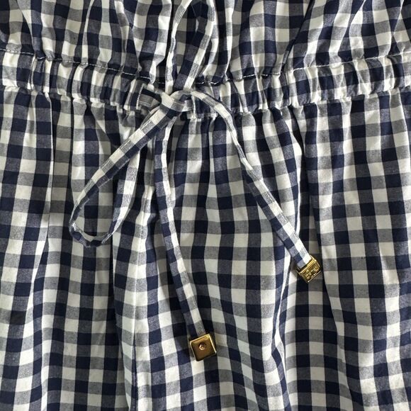 Tory Burch sleeveless boatneck romper navy gingham size large - Picture 10 of 11